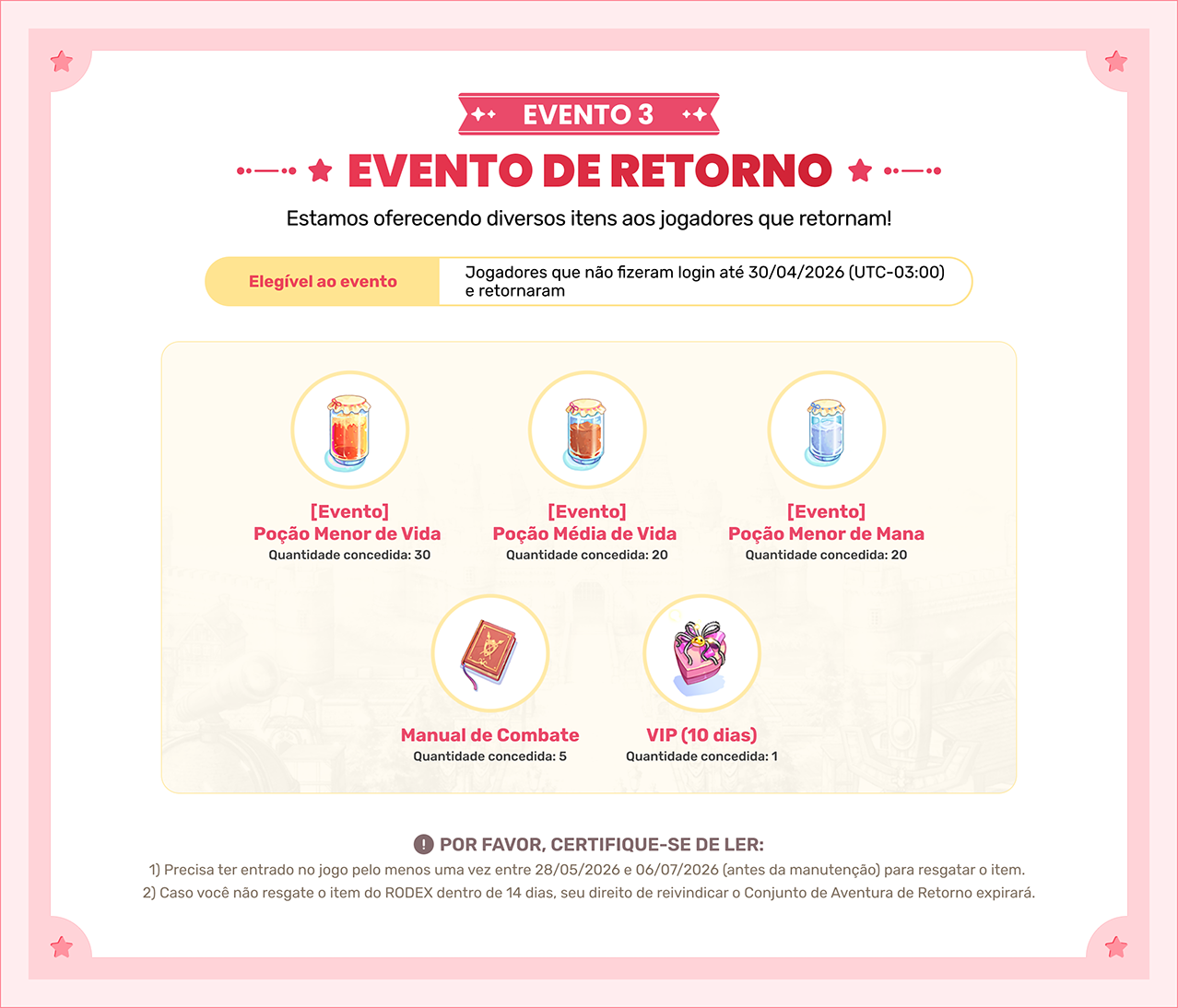 EVENTO 3 - Evento de retorno