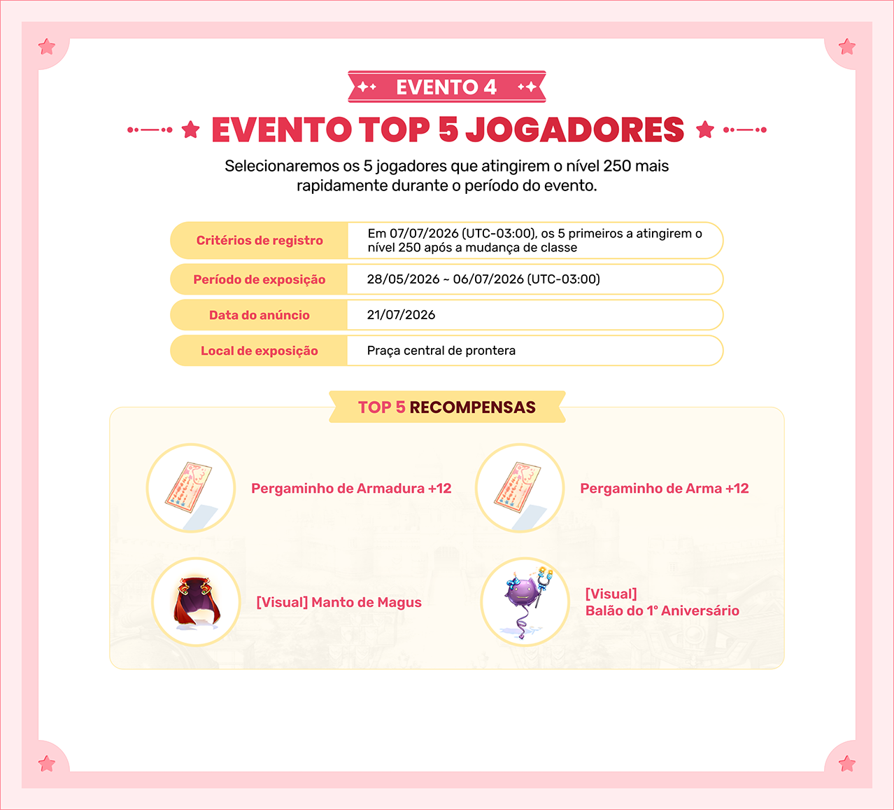 EVENTO 4 - Evento TOP 5 jogadores